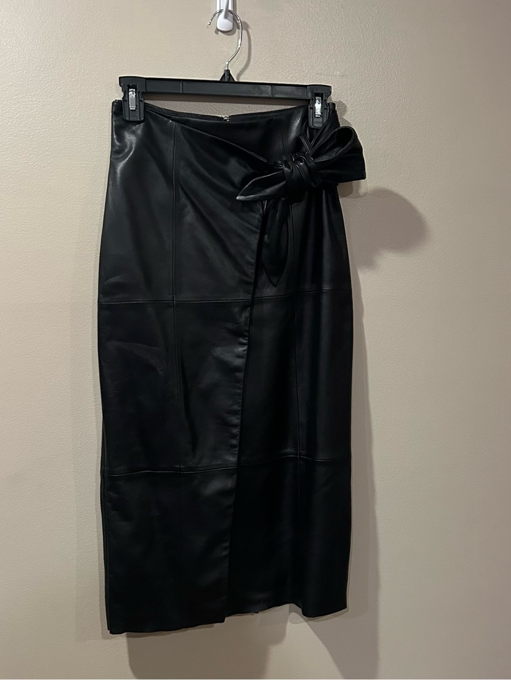 Antonio Melani Julia Partial Wrap Tie Waist Leather Skirt